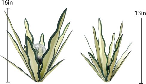 Metal Agave Plant Garden Art, 2 Pack Tequila Rustic Sculpture, Rustic Metal Agave Plants Garden Lawn Home Ornaments, for Yard Stakes, Garden Figurines, Outdoor Patio (2 PCS White Flowers) in Saudi Arabia