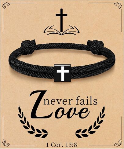 First Communion Gifts for Teen Boys, Stocking Stuffers for Teens Cross Bracelet for Men Christmas Basket Jesus Bible Verse Peter Easter Baskets Inspirational Gifts Handmade Rope Jewelry in Saudi Arabia