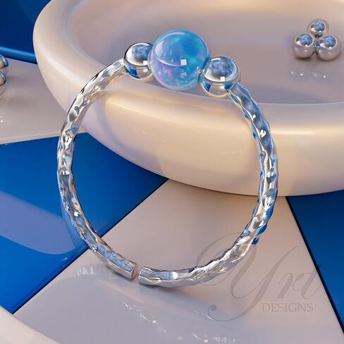 Silver Cartilage Earrings - Tiny 8mm And Thin 20 Guage Helix Rings - 3mm White Opal And 2mm Silver Beads – 925 Sterling Silver Helix Piercing Jewelry in Saudi Arabia