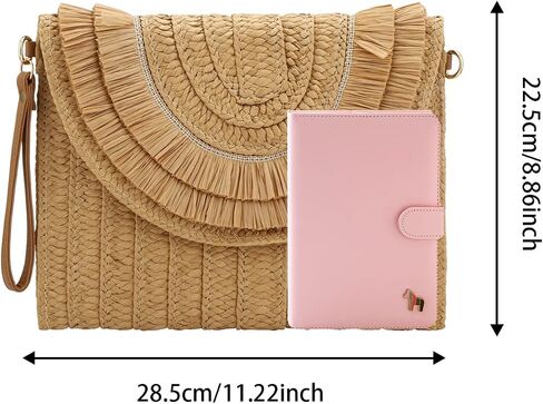Gets Straw Clutch Purse for Women Summer Clutch Beach Envelope Handbags Wallet Crossbody Bag in Kuwait