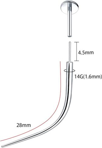 Oveta منحني ثقب تفتق G23 التيتانيوم دفع في تفتق 20G دبوس الإدراج لأداة المجوهرات بدون خيوط in Kuwait