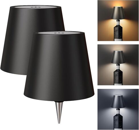 Wireless bottle lamp portable led lamp waterproof for Restaurant Bedroom Bar 3Color Stepless dimming Rechargeable Touch Wine for Any Liquor Bottle wine lights (Bacardi/Jack Daniel’s/Chivas) (BLACK) in Saudi Arabia