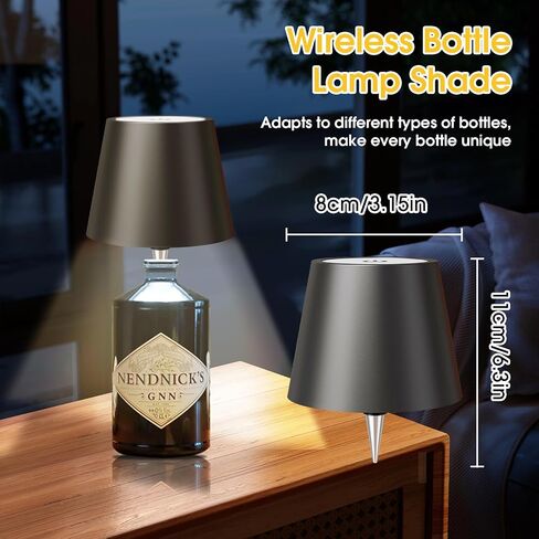 Wireless bottle lamp portable led lamp waterproof for Restaurant Bedroom Bar 3Color Stepless dimming Rechargeable Touch Wine for Any Liquor Bottle wine lights (Bacardi/Jack Daniel’s/Chivas) (BLACK) in Saudi Arabia