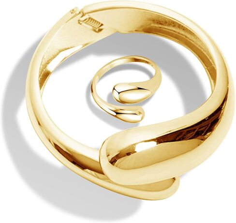Gold Bangle Bracelets for Women Wide Cuff Bracelets Rings Set Gold Bangles Bracelets for Women Gold Polished Bangle Bracelets Chunky Gold Jewelry Stocking Stuffers Christmas Gifts in Saudi Arabia