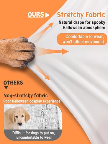 زي شبح الكلب للهالوين - قماش للحيوانات الأليفة قابل للتمدد للغاية مع دلو حلوى اليقطين للكلاب المتوسطة الحجم لحفلات الهالوين التنكرية in Kuwait