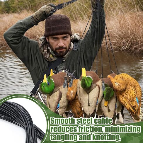 48in 4oz/6oz Duck Decoys Weights - Anti-Tangle Steel Cable Texas-Rig Waterfowl Hunting Gear Anchor Rigging Line Accessories - 12 Pack in Kuwait