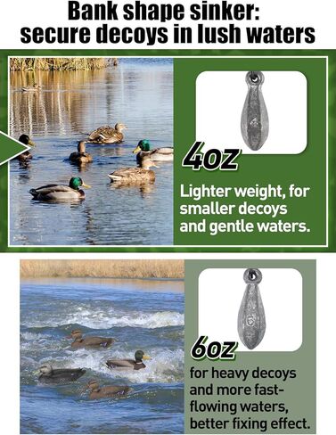 48in 4oz/6oz Duck Decoys Weights - Anti-Tangle Steel Cable Texas-Rig Waterfowl Hunting Gear Anchor Rigging Line Accessories - 12 Pack in Kuwait