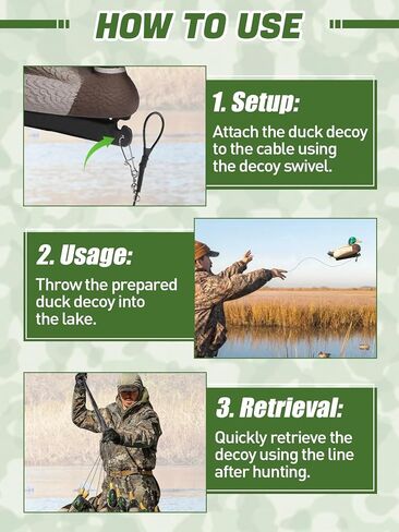 48in 4oz/6oz Duck Decoys Weights - Anti-Tangle Steel Cable Texas-Rig Waterfowl Hunting Gear Anchor Rigging Line Accessories - 12 Pack in Kuwait