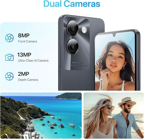 هاتف UMIDIGI G9A الخلوي، هاتف Android 14 Go غير مقفل، 8 جيجابايت + 64 جيجابايت/TF 1 تيرابايت، ثماني النواة، بطاقة SIM مزدوجة 4G، مقبس سماعة رأس 3.5 ملم، 6.75 بوصة HD + شاشة AI Face فتح هاتف Android، 5000 مللي أمبير، نظام تحديد المواقع (أسود) in Saudi Arabia