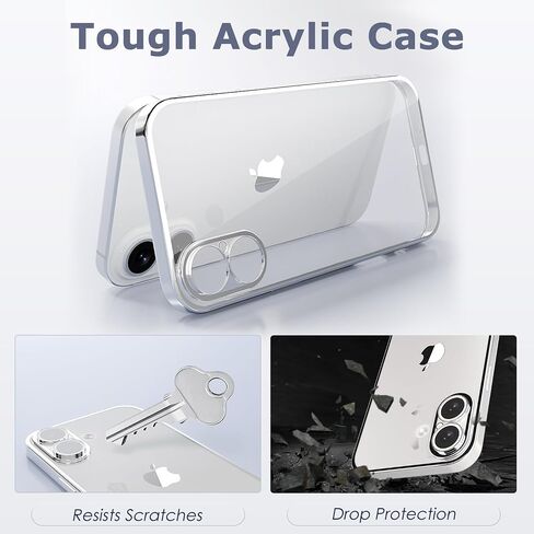 for iPhone 16 Plus Case 6.7-Inch 2024, Yellowing-Resistant Shockproof Phone Bumper Cover, Anti-Scratch with Camera Lens Protector for iPhone 16 Plus Phone Transparent Case (Silver Border) in Saudi Arabia