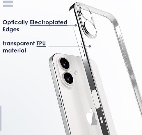 for iPhone 16 Plus Case 6.7-Inch 2024, Yellowing-Resistant Shockproof Phone Bumper Cover, Anti-Scratch with Camera Lens Protector for iPhone 16 Plus Phone Transparent Case (Silver Border) in Saudi Arabia