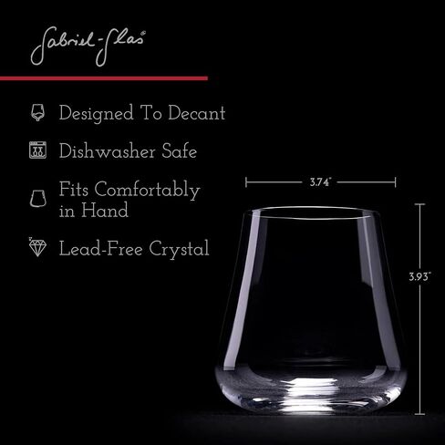 Gabriel-Glas Stemless Crystal Wine Glasses, Set of 6 - Premium, Universal Drinking Glass for Wine, Beer, Whiskey, and Cocktails - Dishwasher Safe, Lead-Free, 470 ml in Saudi Arabia