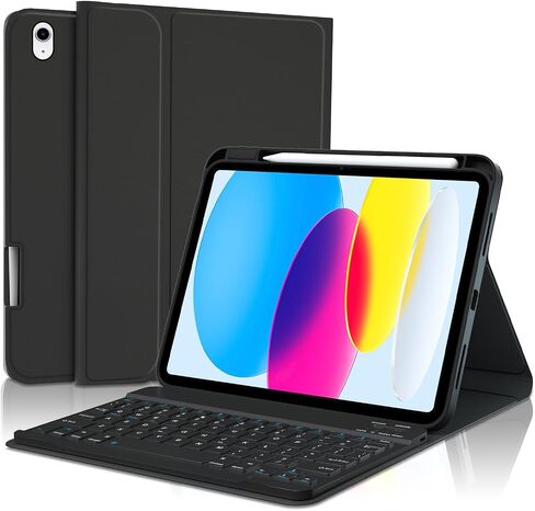 Keyboard Cases for iPad 10th Generation 2022 10.9 inch, Wireless Detachable Magnetic Cover with Pen Holder, Thin Slim Folio Adjustable Angles Case, Auto Sleep Wake, Rose Gold in Saudi Arabia