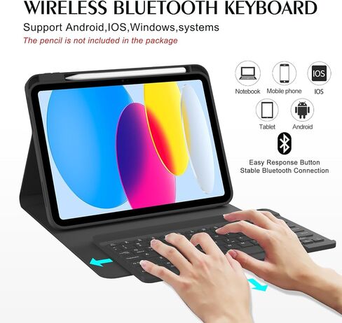 Keyboard Cases for iPad 10th Generation 2022 10.9 inch, Wireless Detachable Magnetic Cover with Pen Holder, Thin Slim Folio Adjustable Angles Case, Auto Sleep Wake, Rose Gold in Saudi Arabia