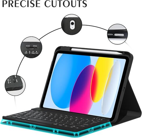 Keyboard Cases for iPad 10th Generation 2022 10.9 inch, Wireless Detachable Magnetic Cover with Pen Holder, Thin Slim Folio Adjustable Angles Case, Auto Sleep Wake, Rose Gold in Saudi Arabia