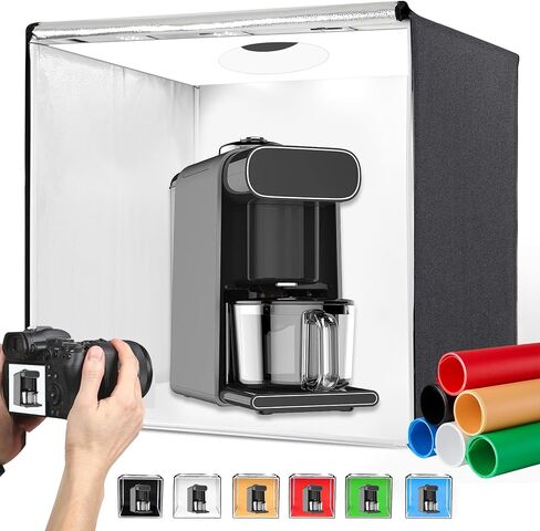 Photo Studio Light Box, 12"x12" Professional Dimmable Shooting Tent Kit with 120 LEDs Lights & 6 Kinds Double-Sided Color Backgrounds for Product Photography in Saudi Arabia