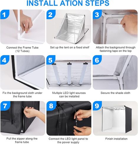 Photo Studio Light Box, 20"x20" Professional Photography Photo Light Box with 160 LEDs Lights & 4 Color Backgrounds for Product Picture Photography in Saudi Arabia