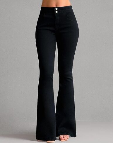 roswear Women’s Skinny Bell Bottom Jeans High Waisted Stretch Tummy Control Flared Jeans Long Denim Pants in Saudi Arabia