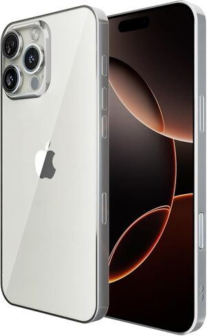 حافظة لهاتف آيفون 16 برو ماكس مقاس 6.9 بوصة 2024 غطاء هاتف مقاوم للصدمات ومضاد للخدش مع واقي عدسة الكاميرا لهاتف آيفون 16 برو ماكس حافظة شفافة (حدود ذهبية) in Kuwait