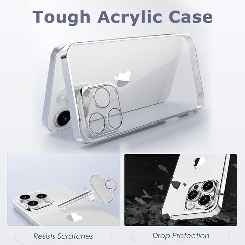 حافظة لهاتف آيفون 16 برو ماكس مقاس 6.9 بوصة 2024 غطاء هاتف مقاوم للصدمات ومضاد للخدش مع واقي عدسة الكاميرا لهاتف آيفون 16 برو ماكس حافظة شفافة (حدود ذهبية) in Kuwait