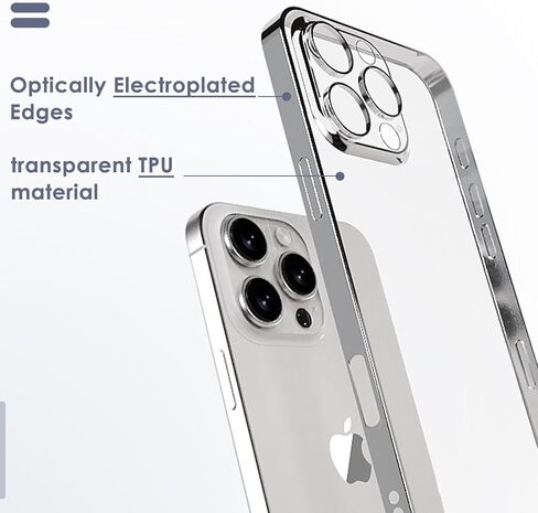 حافظة لهاتف آيفون 16 برو ماكس مقاس 6.9 بوصة 2024 غطاء هاتف مقاوم للصدمات ومضاد للخدش مع واقي عدسة الكاميرا لهاتف آيفون 16 برو ماكس حافظة شفافة (حدود ذهبية) in Kuwait