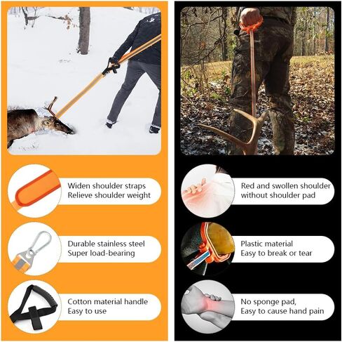 Kakalote Deer Drag Harness Hunting Gear, Heavy Duty Deer Drags Rope Deer Pulling Harness with Adjustable Shoulder Strap & Non-Slip Handle, Deer Hunting Accessories for Deer Hunters in Saudi Arabia