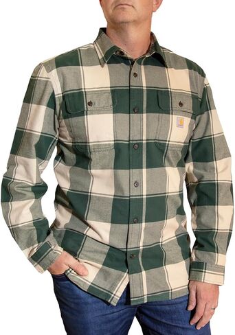 Carhartt Men's Loose Fit Heavyweight Flannel Long-Sleeve Plaid Shirt, Navy in Saudi Arabia