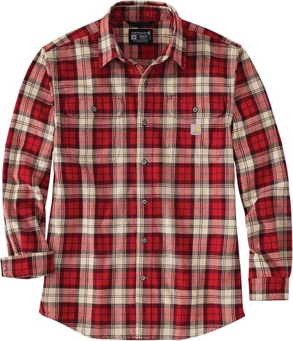Carhartt Men's Loose Fit Heavyweight Flannel Long-Sleeve Plaid Shirt, Navy in Saudi Arabia