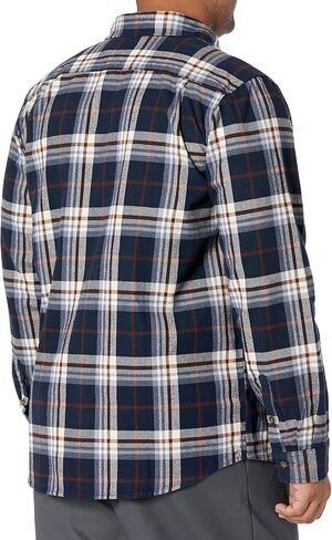 Carhartt Men's Loose Fit Heavyweight Flannel Long-Sleeve Plaid Shirt, Navy in Saudi Arabia