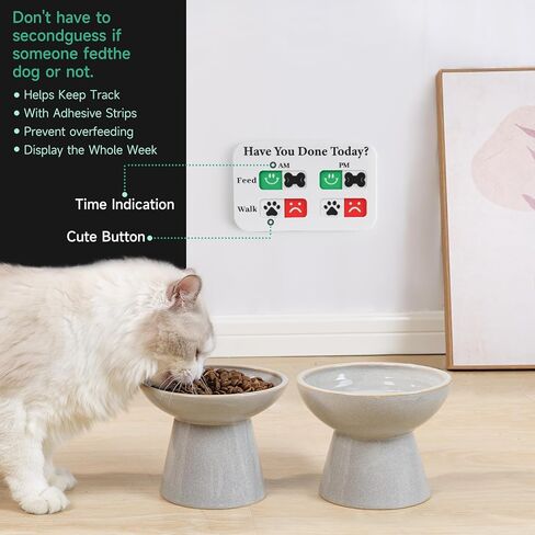 YAUYIK Pet Feeding Reminder, Magnetic Reminder Sticker, AM/PM Daily Indication Chart Feed/Walk Your Pets, Fridge Magnets and Double Sided Tape, Helps You to Track Pet Feeding & Walking (Black) in Kuwait