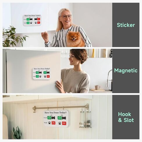YAUYIK Pet Feeding Reminder, Magnetic Reminder Sticker, AM/PM Daily Indication Chart Feed/Walk Your Pets, Fridge Magnets and Double Sided Tape, Helps You to Track Pet Feeding & Walking (Black) in Kuwait