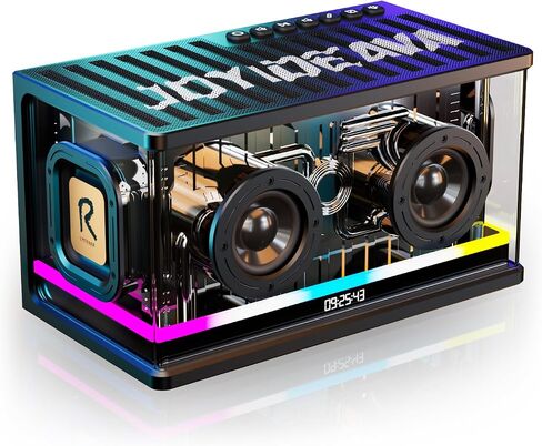Bluetooth Speaker Ultra Low Bass 40W RGB Light Cyber Mechanical Industrial Style Bluetooth 5.0 Wireless Stereo Sound Speaker, Indoor Computer Speaker (Black) in Saudi Arabia