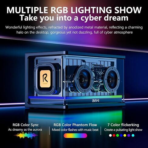 Bluetooth Speaker Ultra Low Bass 40W RGB Light Cyber Mechanical Industrial Style Bluetooth 5.0 Wireless Stereo Sound Speaker, Indoor Computer Speaker (Black) in Saudi Arabia