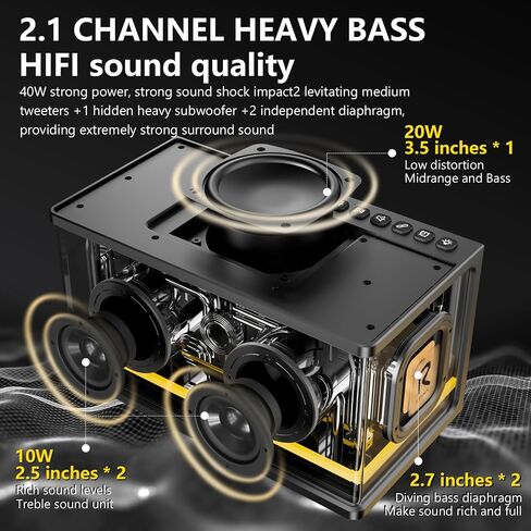 Bluetooth Speaker Ultra Low Bass 40W RGB Light Cyber Mechanical Industrial Style Bluetooth 5.0 Wireless Stereo Sound Speaker, Indoor Computer Speaker (Black) in Saudi Arabia