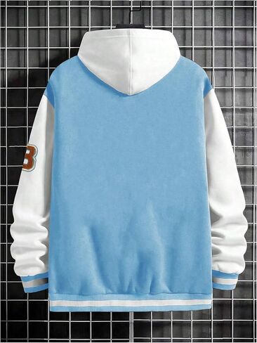 SOLY HUX Men's Color Block Letter Print Baseball Jacket Long Sleeve Casual Varsity Jacket in Saudi Arabia