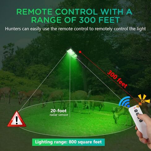 أضواء الخنزير للصيد الليلي، ضوء Zuomeng الشمسي الأخضر، ضوء تغذية منشط بالحركة مع إنذار عن بعد بطول 300 قدم، إضاءة لاسلكية خارجية للخنزير والغزلان in Kuwait