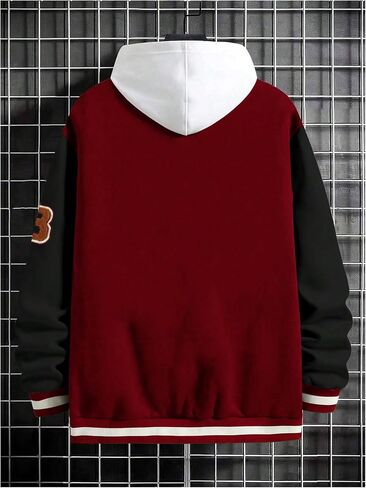 SOLY HUX Men's Color Block Letter Print Baseball Jacket Long Sleeve Casual Varsity Jacket in Saudi Arabia