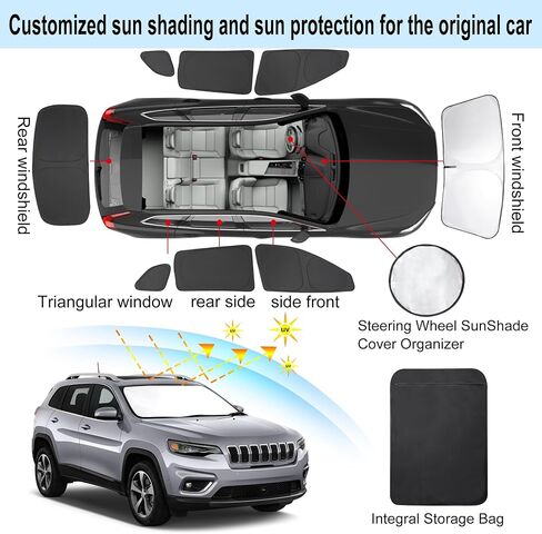 8 قطع من غطاء الشمس للزجاج الأمامي مخصص مناسب لـ 2016-2024 Tesla Model X Tesla X Accessories قابل للطي ظلة جانبية للنافذة الخلفية غطاء مجموعة كاملة لحماية الخصوصية تحافظ على برودة السيارة in Saudi Arabia