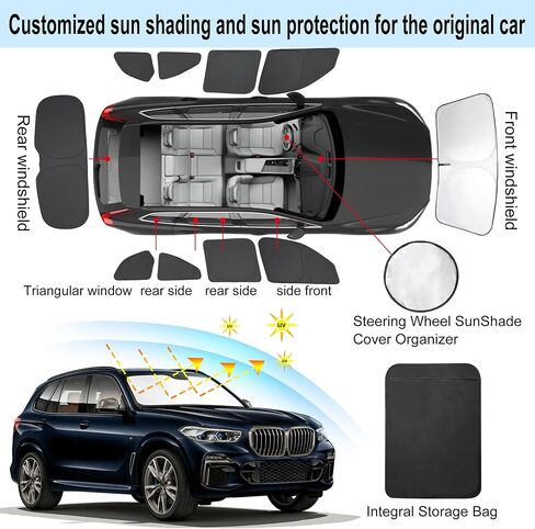 8 قطع من غطاء الشمس للزجاج الأمامي مخصص مناسب لـ 2016-2024 Tesla Model X Tesla X Accessories قابل للطي ظلة جانبية للنافذة الخلفية غطاء مجموعة كاملة لحماية الخصوصية تحافظ على برودة السيارة in Saudi Arabia