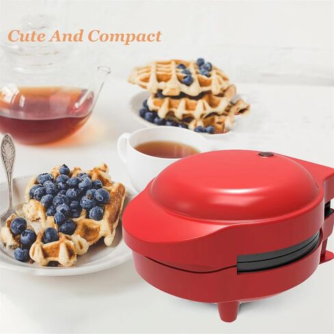 5-in-1 Mini Waffle Maker for Kids Mini Donut Maker Machine, 600W Nonstick Mini Pancake Maker Mini Waffles Maker with Removable Plates,Mini Doughnut Maker for Breakfast, Snacks, Desserts, Red in Saudi Arabia