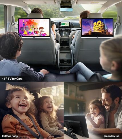 14 inch 4K Android 11 Portable Car TV Headrest Monitor Tablet for Back seat, Support Phone Wireless mirroring Touch Screen,with HDMI/Bluetooth/WiFi/USB/FM/AV in/Car Video Player (2G+32G (1*PC)) in Saudi Arabia