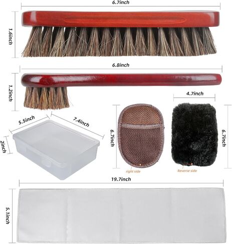 5 Pcs Horsehair Shine Shoes Brush Kit Polish Dauber Applicators Cleaning Leather Shoes Boots Care Brushes Suede Cleaner Brush with Microfiber Shoe Cloth. in Saudi Arabia