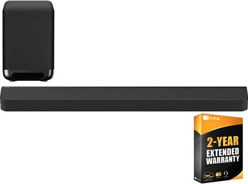 سوني HT-A8000 BRAVIA Theatre Sound Bar 8 مع 11 مكبر صوت، حزمة Dolby Atmos/DTS:X مع مضخم صوت لاسلكي ممتاز SA-SW5 7.1 بوصة 200 واط + حزمة حماية محسنة CPS لمدة عامين in Saudi Arabia