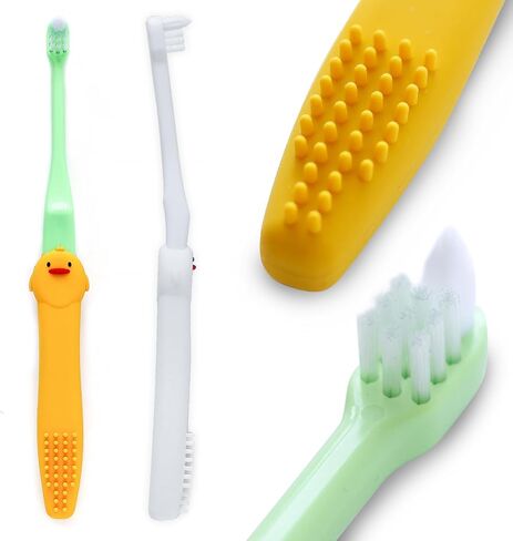 Small Dog Toothbrush 2 Pcs Set - Silicone Dog Toothbrush with Handle - Cat Toothbrush - Soft Bristles Puppy Toothbrush Kit for Small Breeds - Pet Toothbrush (White Yellow) in Saudi Arabia