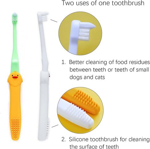 Small Dog Toothbrush 2 Pcs Set - Silicone Dog Toothbrush with Handle - Cat Toothbrush - Soft Bristles Puppy Toothbrush Kit for Small Breeds - Pet Toothbrush (White Yellow) in Saudi Arabia