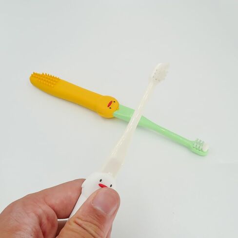 Small Dog Toothbrush 2 Pcs Set - Silicone Dog Toothbrush with Handle - Cat Toothbrush - Soft Bristles Puppy Toothbrush Kit for Small Breeds - Pet Toothbrush (White Yellow) in Saudi Arabia