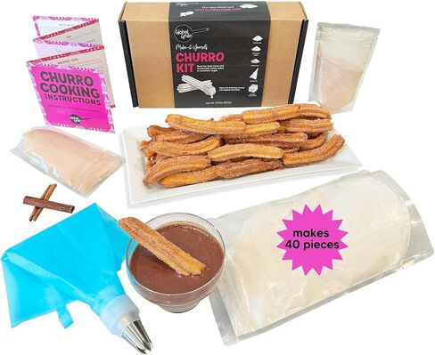 مجموعة تشورو DIY من جلوبال جروب - تتضمن مجموعة تشورو محلية الصنع مزيج تشورو وسكر القرفة ومزيج غمس الشوكولاتة ومجموعة أنابيب تشورو وتعليمات الطبخ. يجعل 40 كروس. هدية عظيمة لمحبي تشورو! in Saudi Arabia