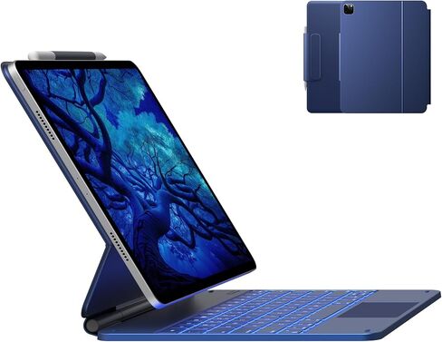 typecase Edge Magnetic Backlit Keyboard Case for iPad Pro 12.9 (6th,5th,4th,3rd Generation) Trackpad,11 Color,Keyboard Case with Pencil Holder,Multi-Touch Trackpad,Obsidian Black in Kuwait