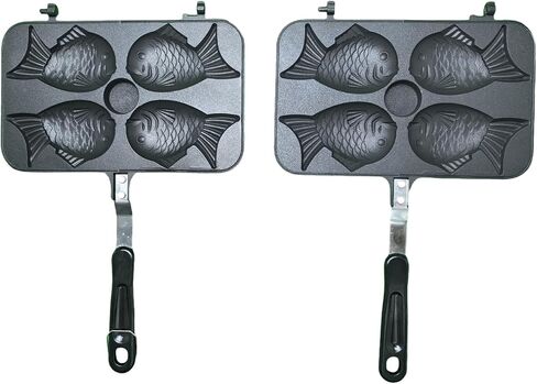 Taiyaki Fish-shaped Cake Pan, Non-stick Waffle Cake Maker with Long Handle, Pancake Baking Double Pan Mold Pan Mold for Home DIY Cooking Party Dessert in Saudi Arabia