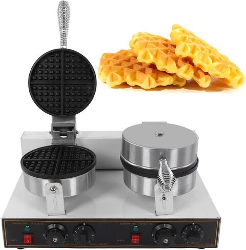 2400W Waffle Maker, Classic Rotating Belgian Waffle Maker with Nonstick Plates, Fast Heating Double Heads with Insulated Handle, Wide Application for Restaurants in Saudi Arabia
